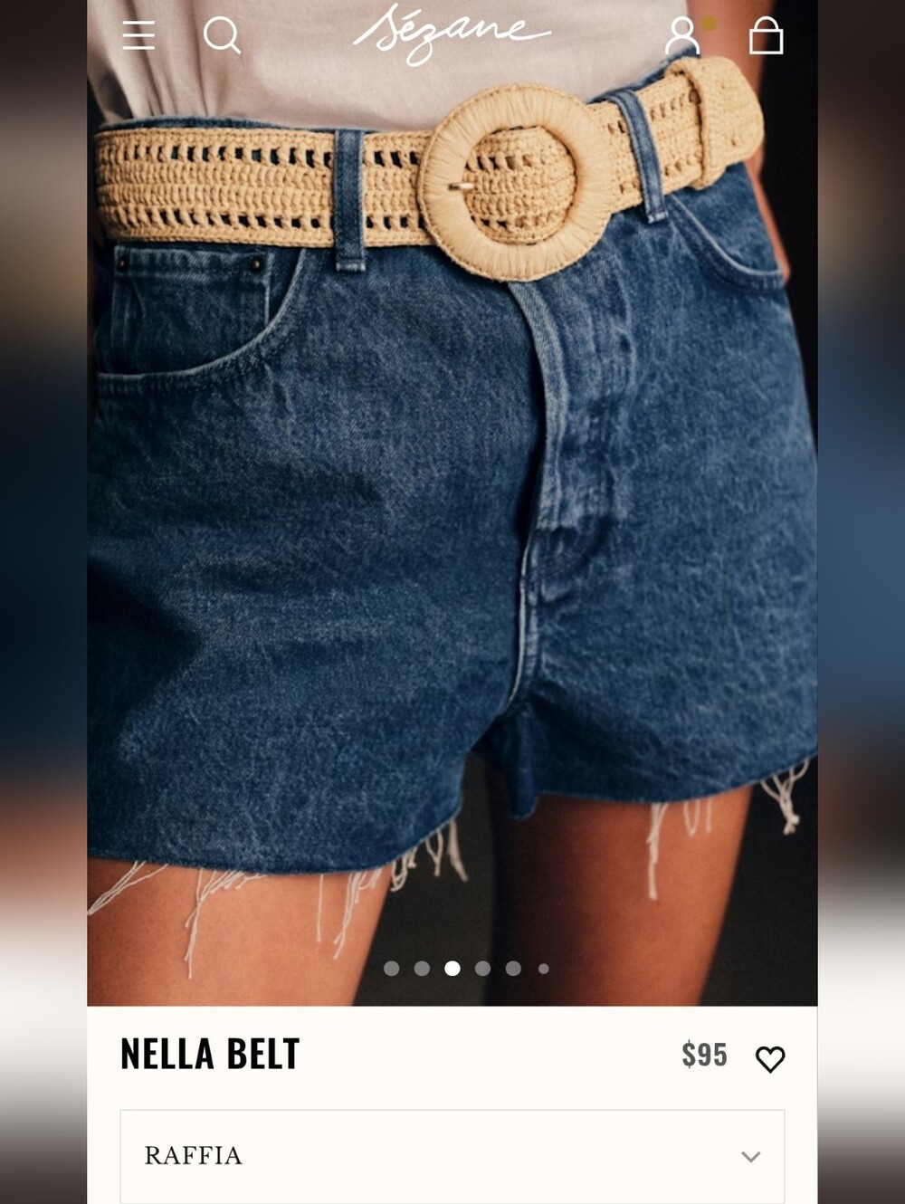 NWT SEZANE Nella Woven Raffia Belt in Natural - Picture 3 of 9